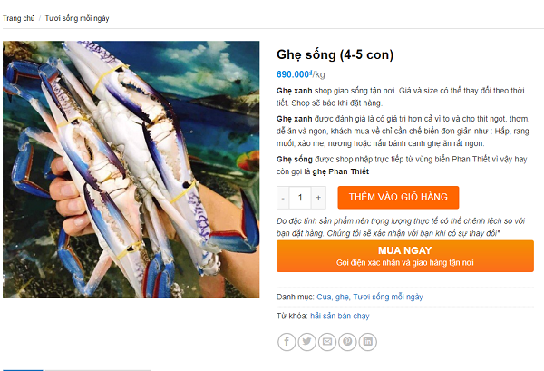 đặt hàng hải sản 2